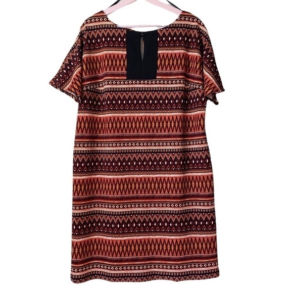 SALE DANILLO BOUTIQUE Boho Aztec Print Knit Knee Length Shift Dress XL - Picture 1 of 9